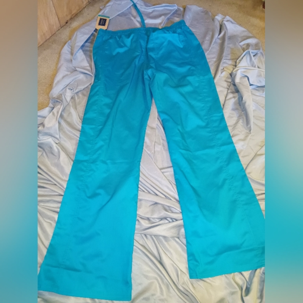 NWT Women's Cherokee Teal Wide Leg Drawstring Workwear Scrub Pants M - Picture 7 of 7